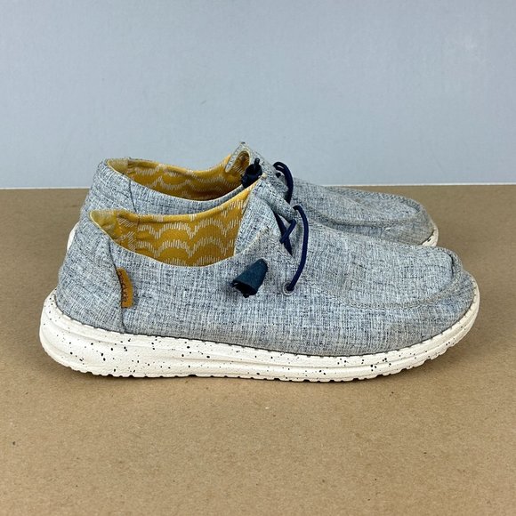 Hey Dude Wendy Chambray White Blue Womens 7 Slip On Casual Comfort - Picture 3 of 10